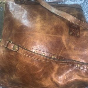 Distressed leather tote